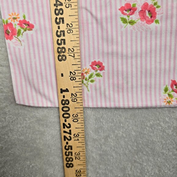 Vintage Cannon Monticello Floral Pillowcase Striped Pink White Cottagecore Lace - Picture 8 of 12